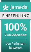 Auszeichnung von Jameda Empfehlung 100 % Patientenzufriedenheit