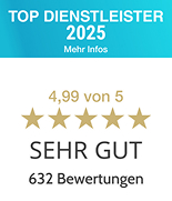 Auszeichnung von ProvenExpert Top Dienstleister 2025 bewertet mit Sehr Gut aus über 632 Bewertungen